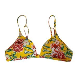 OUT FROM UNDER Women's Size L Sweetheart Yellow Floral Underwire Bikini Top NWOT